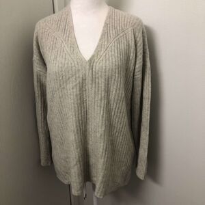 Rag & Bone Gray Ribbed Bell Sleeve 100% Cashmere Sweater Sz S